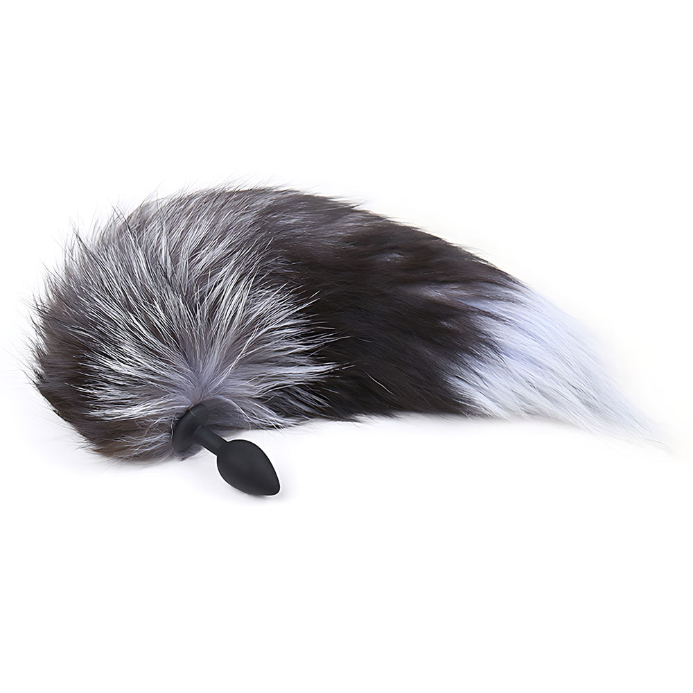 Cola de Zorro con Plug de Silicona - Negro 45 cm