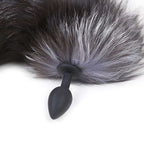 Cola de Zorro con Plug de Silicona - Negro 45 cm