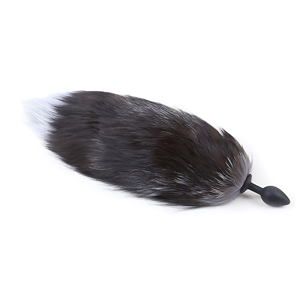 Cola de Zorro con Plug de Silicona - Negro 45 cm Imagen secundaria del producto