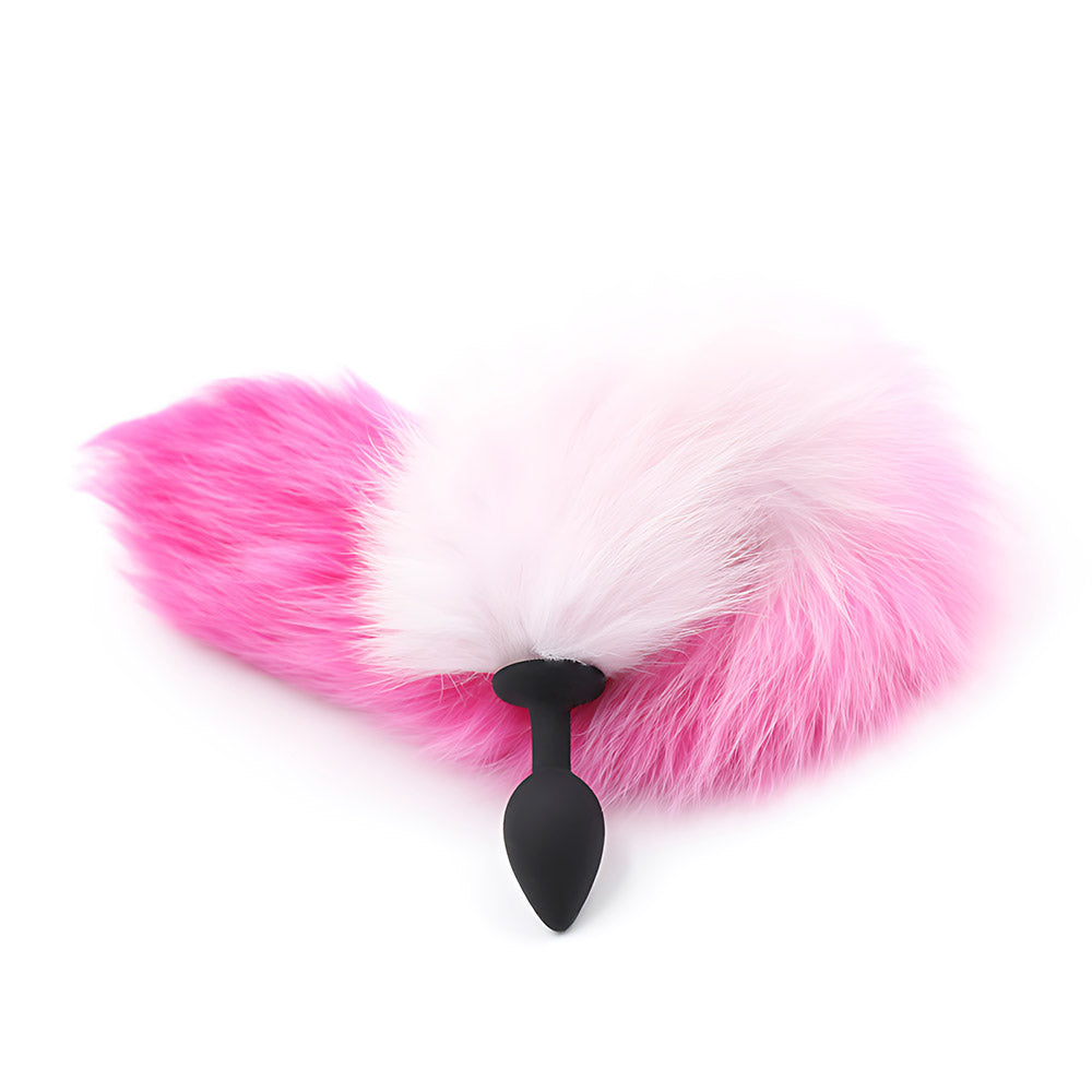 Cola de Zorro con Plug de Silicona - Fucsia 45 cm