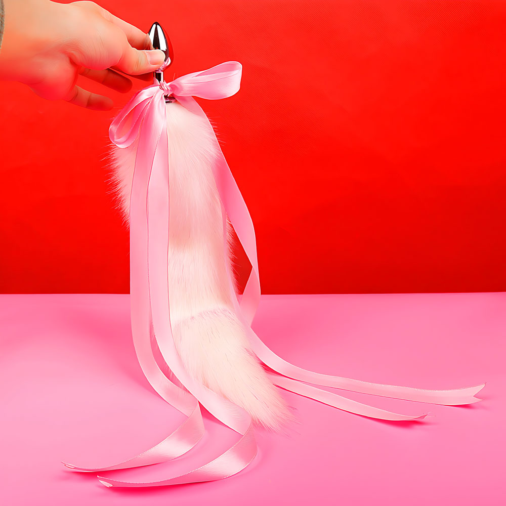 Cola de Zorro con Plug de Metal - Rosa 38 cm